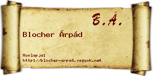 Blocher Árpád névjegykártya